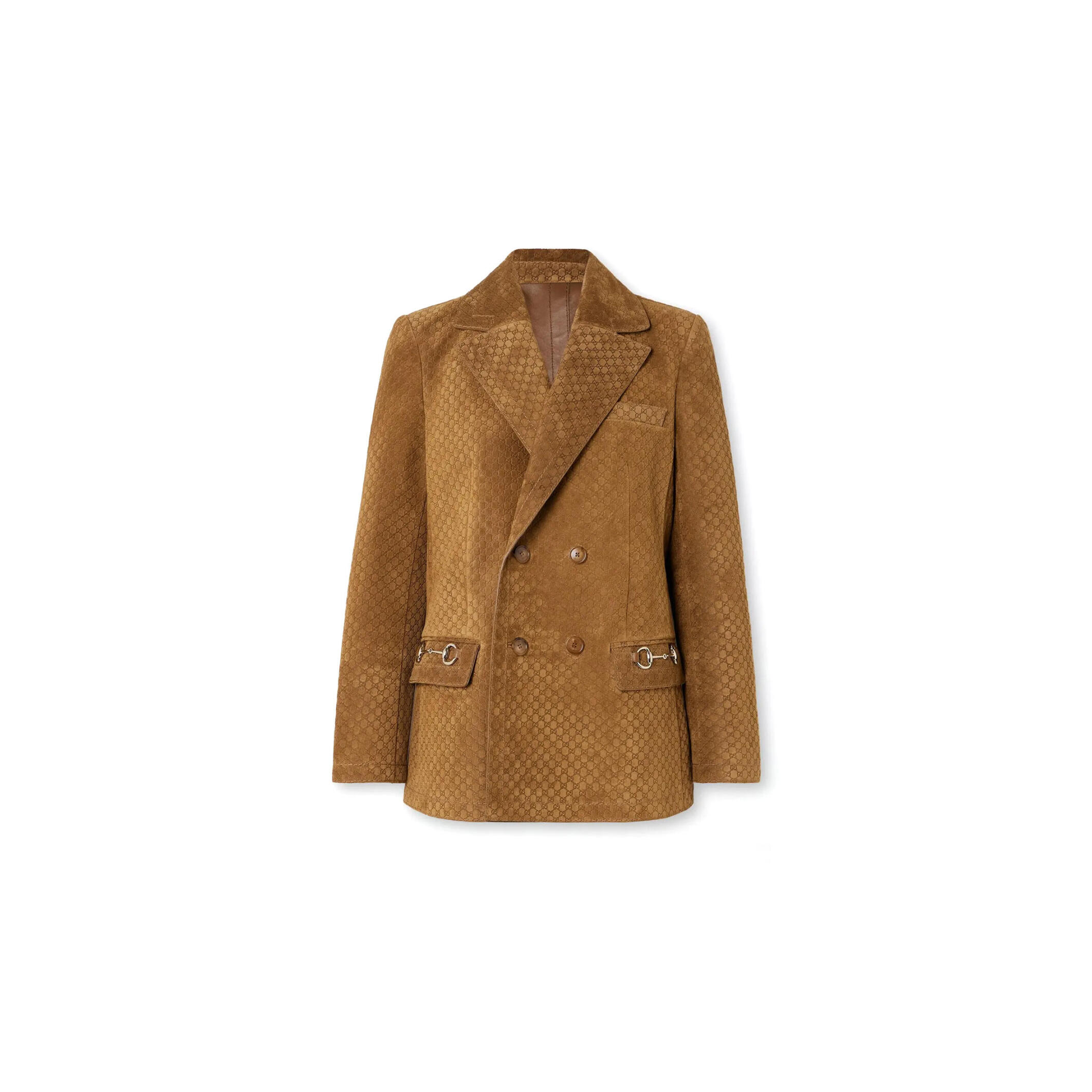Gvc*1 double-breasted suede blazer with horsebit detail 815833